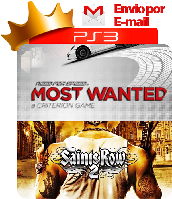 N.F.S Most Wanted + Saints Row 2 para PS3 em mídia digital