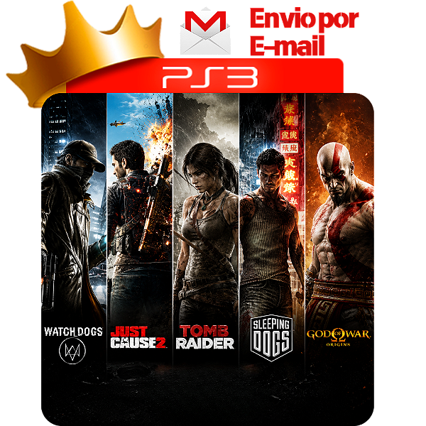 Watch dogs + Just cause 2 + Tomb raider + Sleeping dogs + God of war origins PS3 Digital