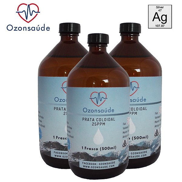 Combo 3 Prata Pura 25ppm Natural - 500ml Ozonsaúde
