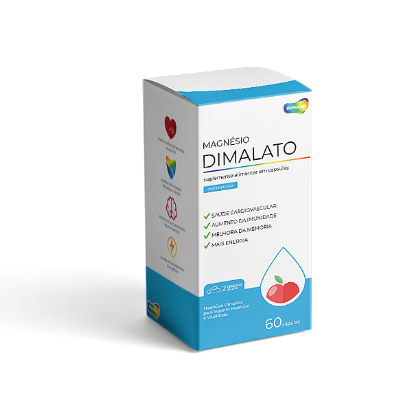Magnésio Dimalato Puro Premium 300mg 60cap - Novolab