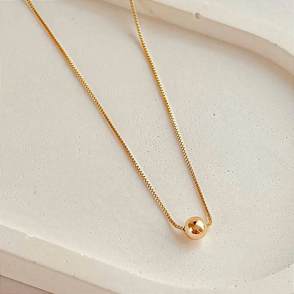 Colar Esfera G Banhado a Ouro 18k