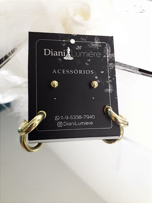 Kit Brincos Essencial Banhado a Ouro