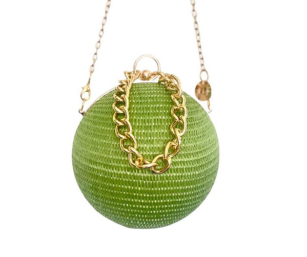 Bolsa Clutch Bola Verde Ráfia