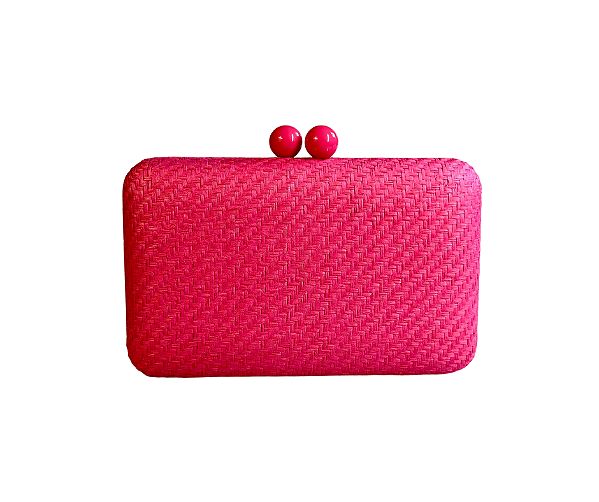 Bolsa Clutch Rosa Pink Ráfia Retangular