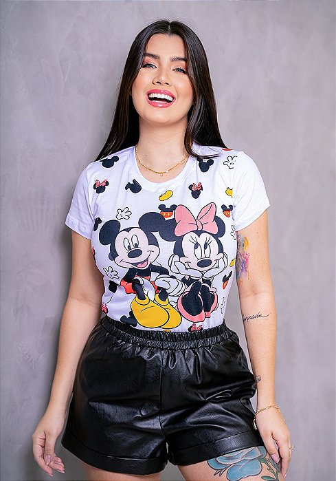 Camisa Feminina T-Shirts Mickey/Minnie Qualidade