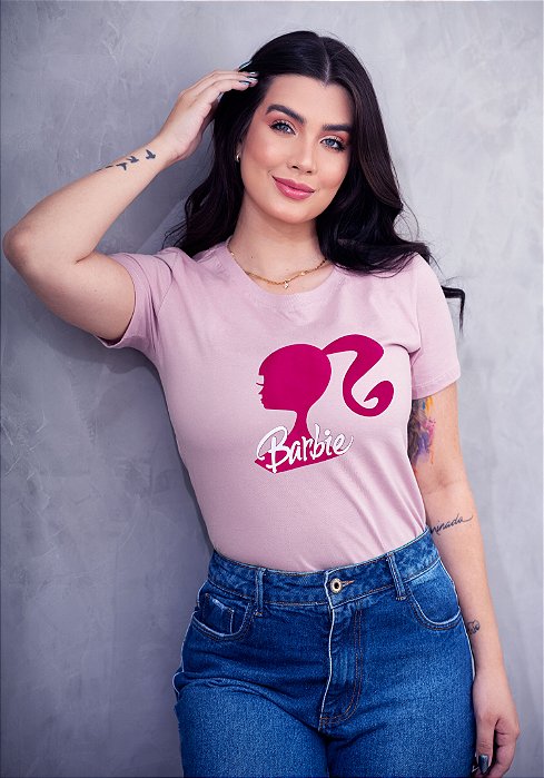 T-SHIRT FEMININA - BARBIE - COR ROSÉ LILÁS