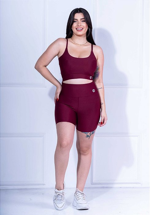 CONJUNTO DE SHORT FITNESS - BORDO