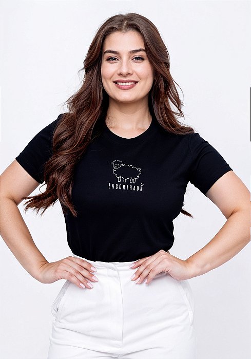 T-SHIRT FEMININA - ENCONTRADA - COR PRETO