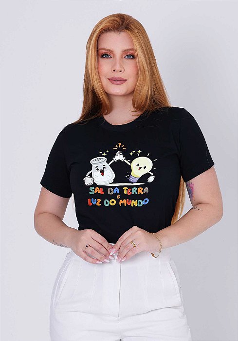 T-SHIRT FEMININA - SAL DA TERRA E LUZ DO MUNDO - COR PRETO