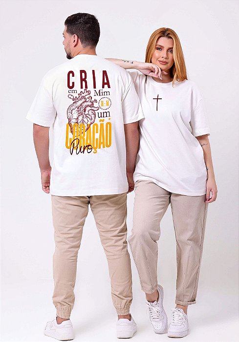 OVERSIZED - CRIA EM MIM UM CORAÇÃO PURO - COR MARFIM
