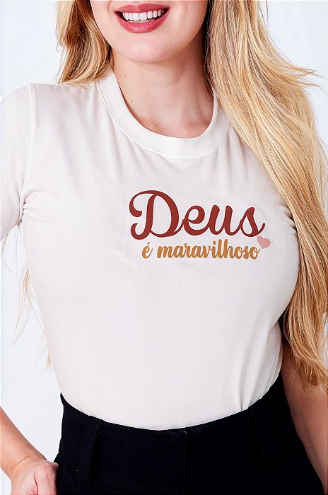 T-SHIRT FEMININA - DEUS É MARAVILHOSO