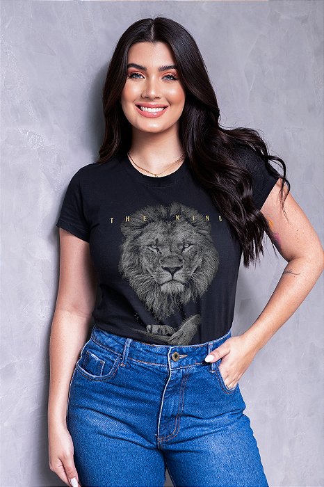 T-SHIRT FEMININA - THE KING - COR PRETO