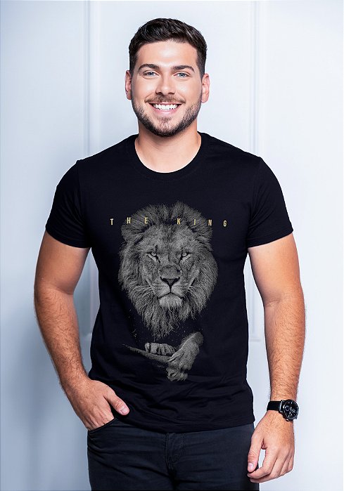 T-SHIRT MASCULINA - THE KING - COR PRETO