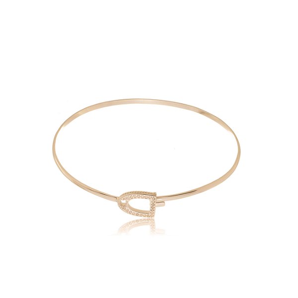 Bracelete  estribo cravejado prata 925 banhado  ouro 18k