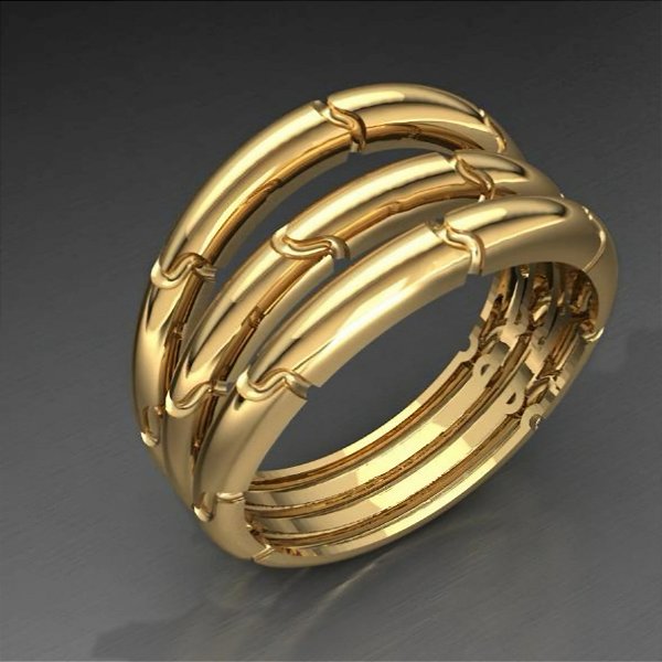 Anel Bamboo em prata 925 banhado a ouro 18k