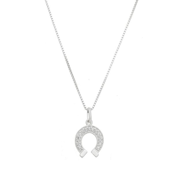 Colar ferradura zircônia prata 925