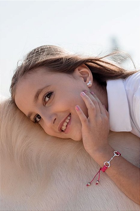 Pulseira macrame pink bridão prata 925 ajustável