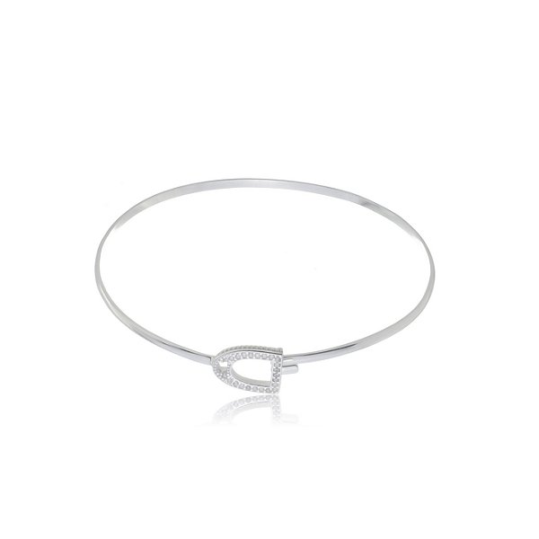 Bracelete estribo cravejado prata 925
