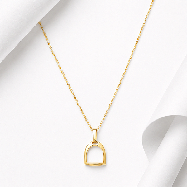Colar estribo em prata 925 banho ouro 18k