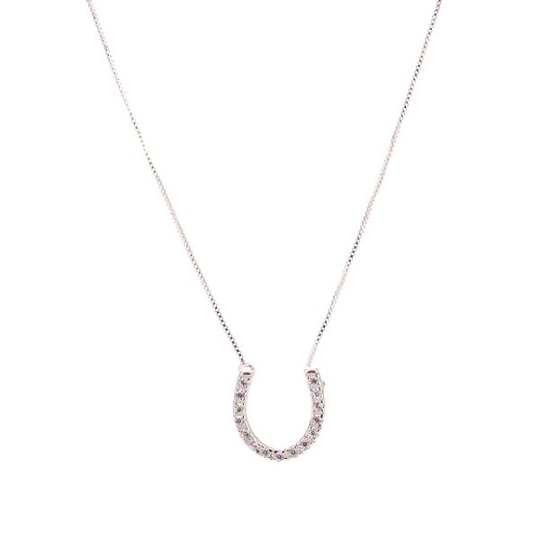 Colar ferradura zircônia prata 925