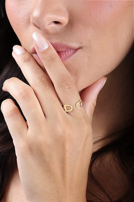 Anel bridao duplo ajustável prata  925 banhado a ouro 18k