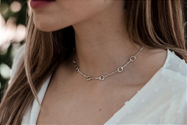 Choker  mini bridões prata 925