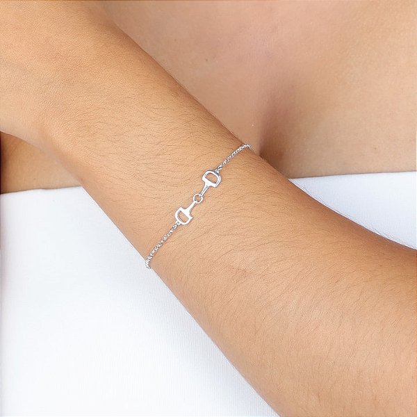 Pulseira mini bridão  quadrado  prata  925