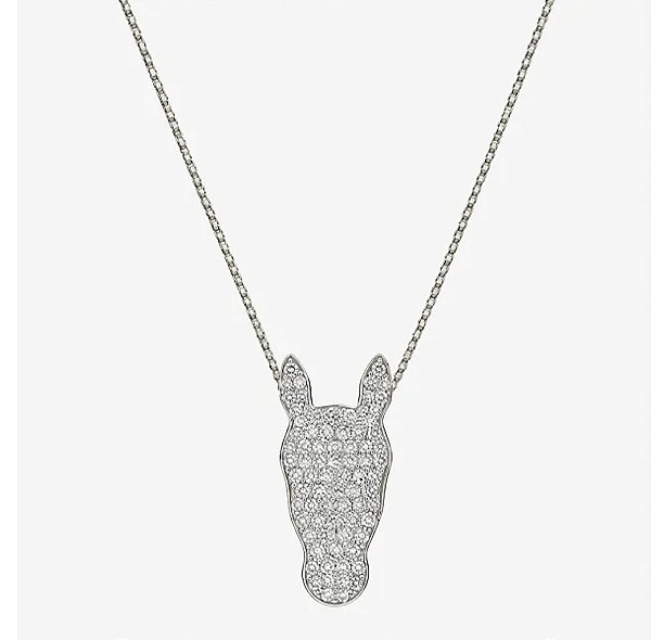 Colar carinha diamantes em ouro branco.