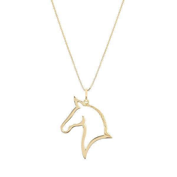 Colar cavalo vazado ouro 18k