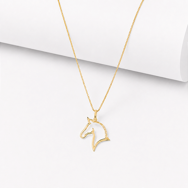 Colar cavalo vazado ouro 18k