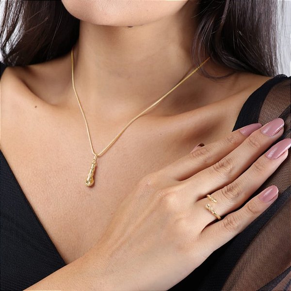 Colar para cavalo cravejado prata 925 banhado a ouro 18k