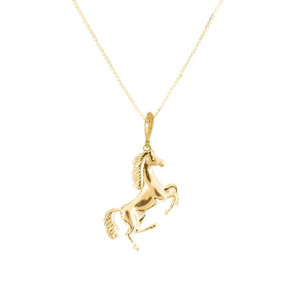 Colar cavalo prata 925 banhado ouro 18k