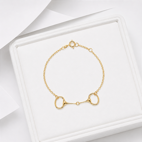 Pulseira bridão prata 925 banhado ouro 18k
