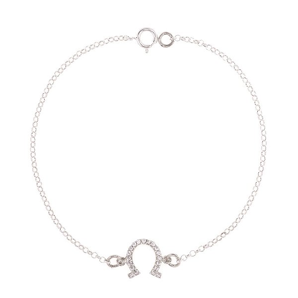 Pulseira ferradura zircônia cravejada prata 925