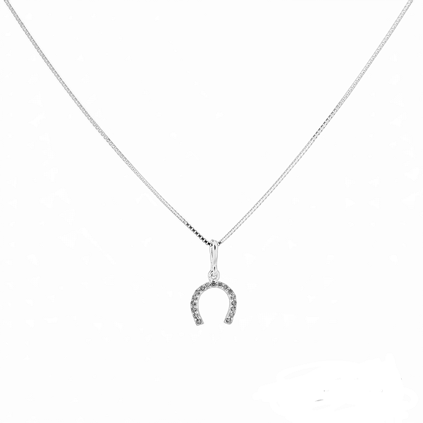 Colar ferradura cravejada prata 925