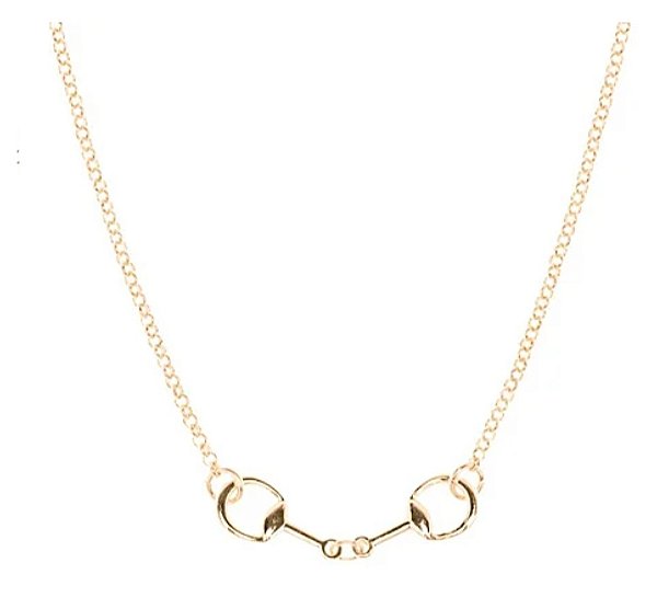 Colar mini bridão prata 925 banhado ouro 18k.