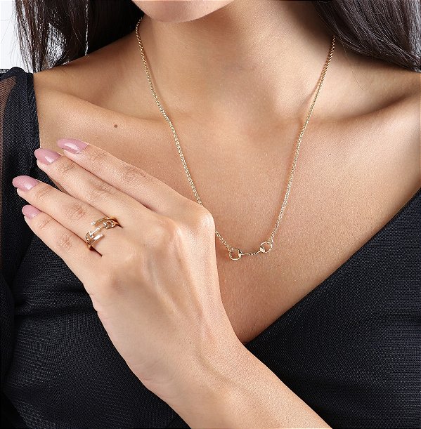 Colar mini bridão  prata 925 banhado ouro 18k.