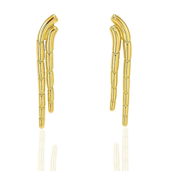 Brinco Bamboo prata 925 banhado a ouro 18k
