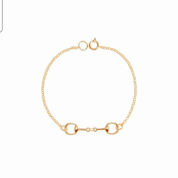 Pulseira mini bridão prata 925 banhada ouro 18k