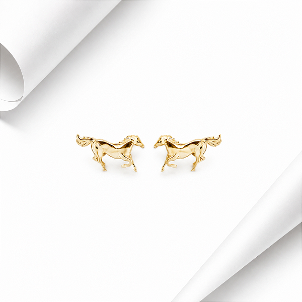 Brinco cavalo prata 925 banhado ouro 18k