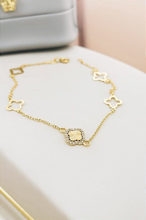 Pulseira trevos ouro 18k