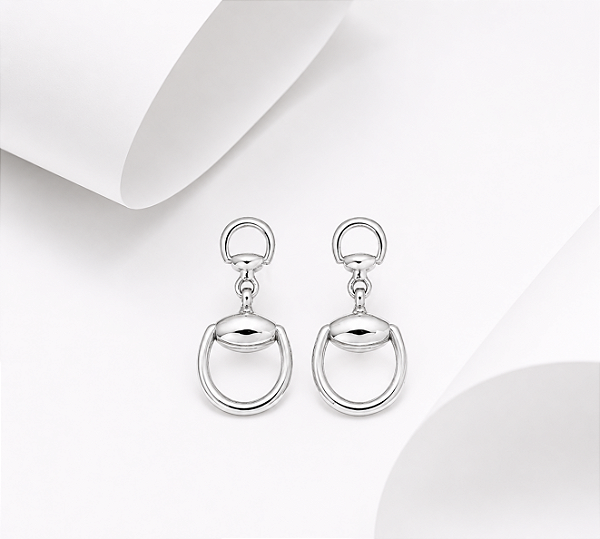 Brinco bridão pendente zirconia cravejada prata 925