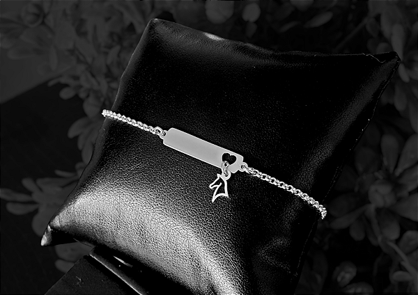 Pulseira chapinha infantil  horse prata 925