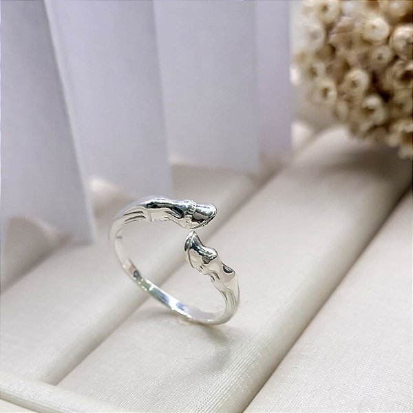 Anel pata cavalo prata 925.