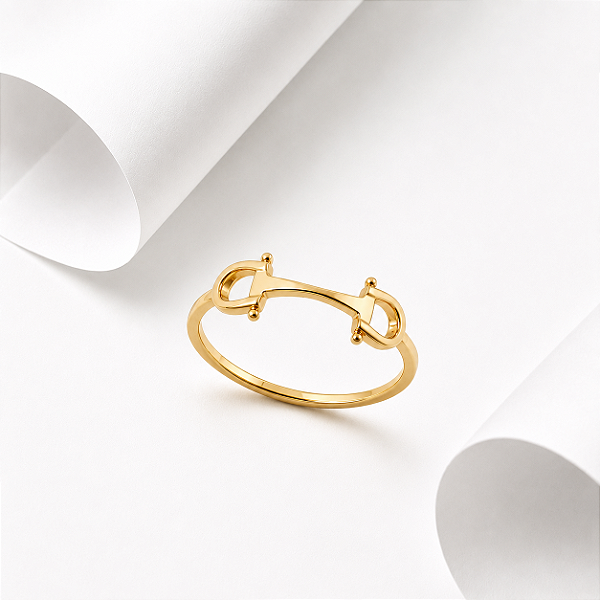 Anel bridão prata 925 banhado ouro 18k