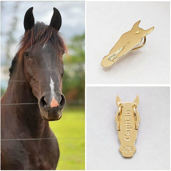 Pingente 2cm carinha do seu cavalo ouro 18k personalizado