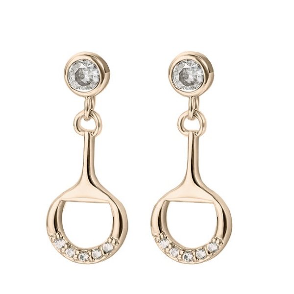 Brinco bridão ponto de luz pendente  ouro  18k