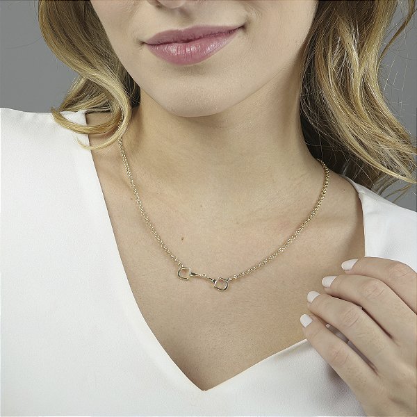 Colar  bridão  prata 925 banhado a ouro 18k