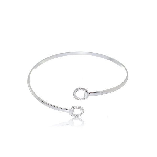 Bracelete meio bridão cravejado prata 925
