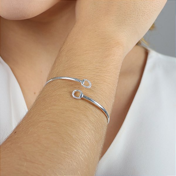 Bracelete  meio bridão  cravejado prata 925